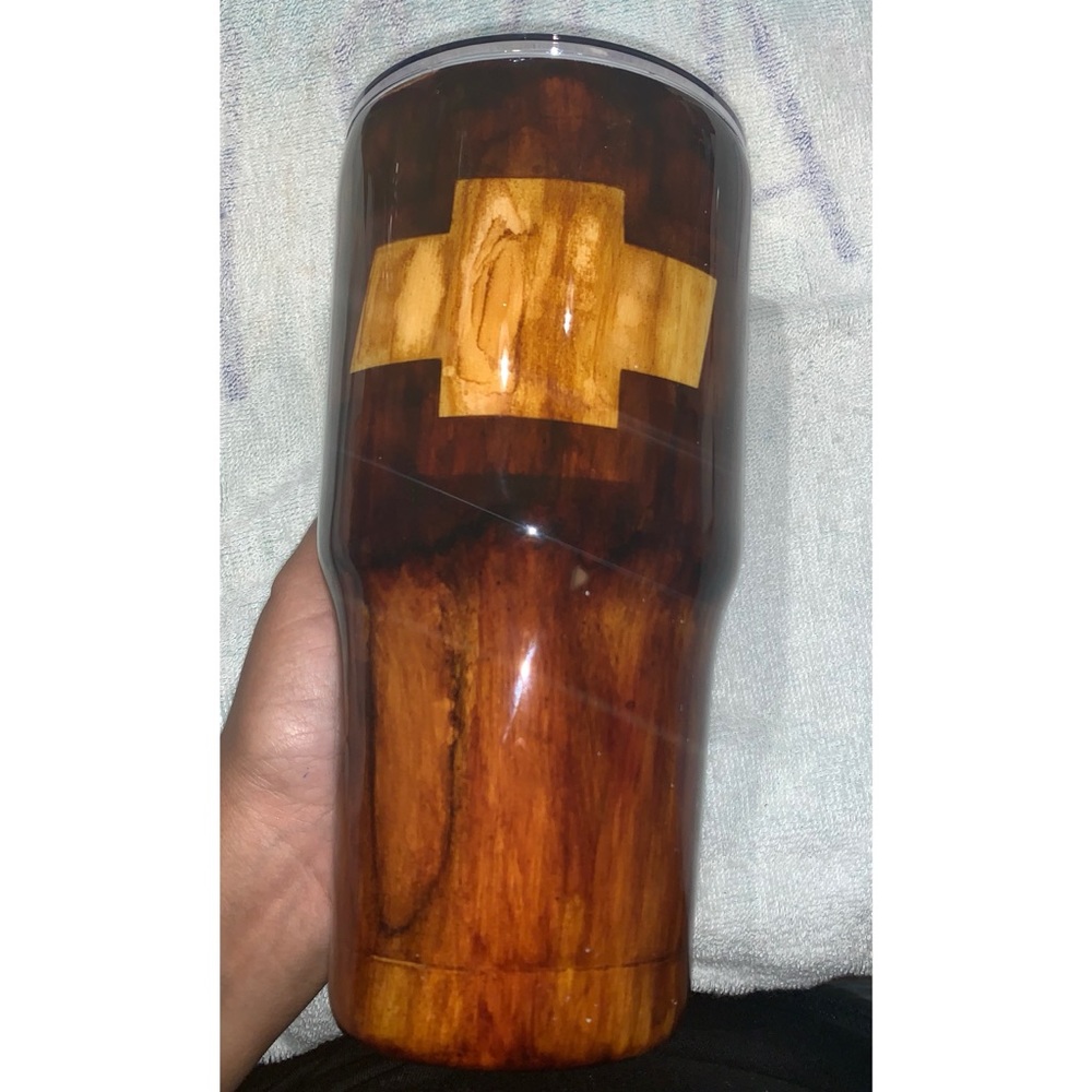 30oz Chevy wood grain tumbler.